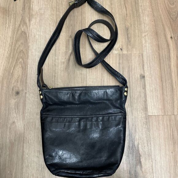 Hobo Black Leather Crossbody Bag - Picture 1 of 6